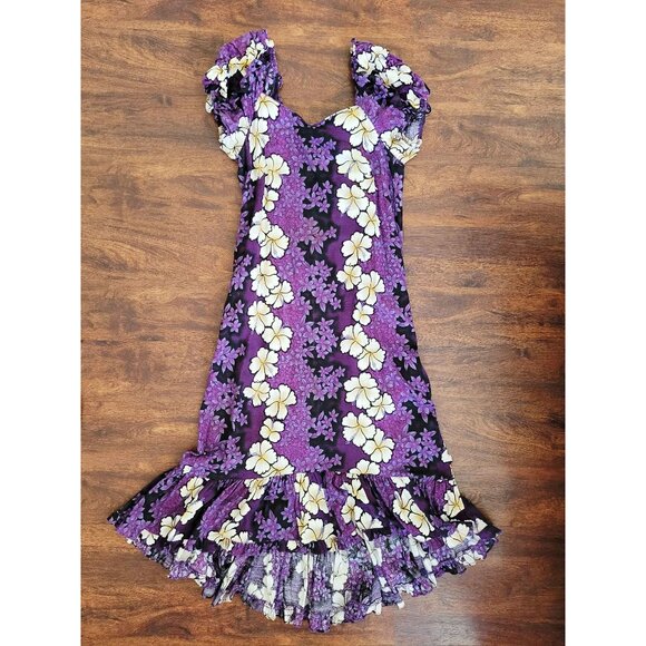 Vintage Hilo Hattie The Hawaiian Original Size M Purple Floral Maxi Muumuu Dress - Picture 1 of 6